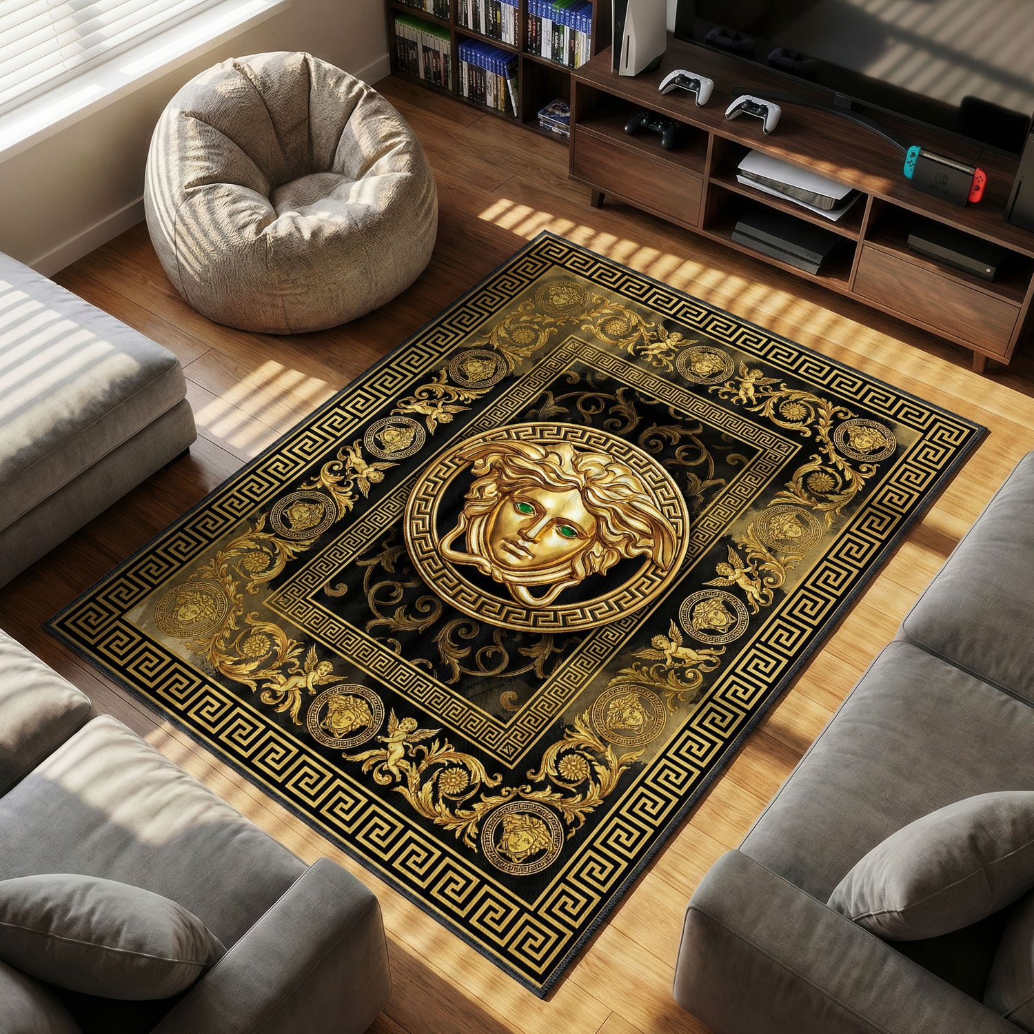Versace Medusa Gold Luxury Floor rug — main product view