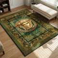 Versace Medusa head green gold Greek key hypebeast area rug