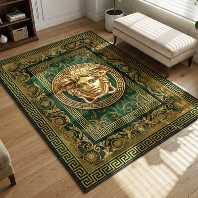 Versace Medusa Green Rug - Luxury Floor Mat