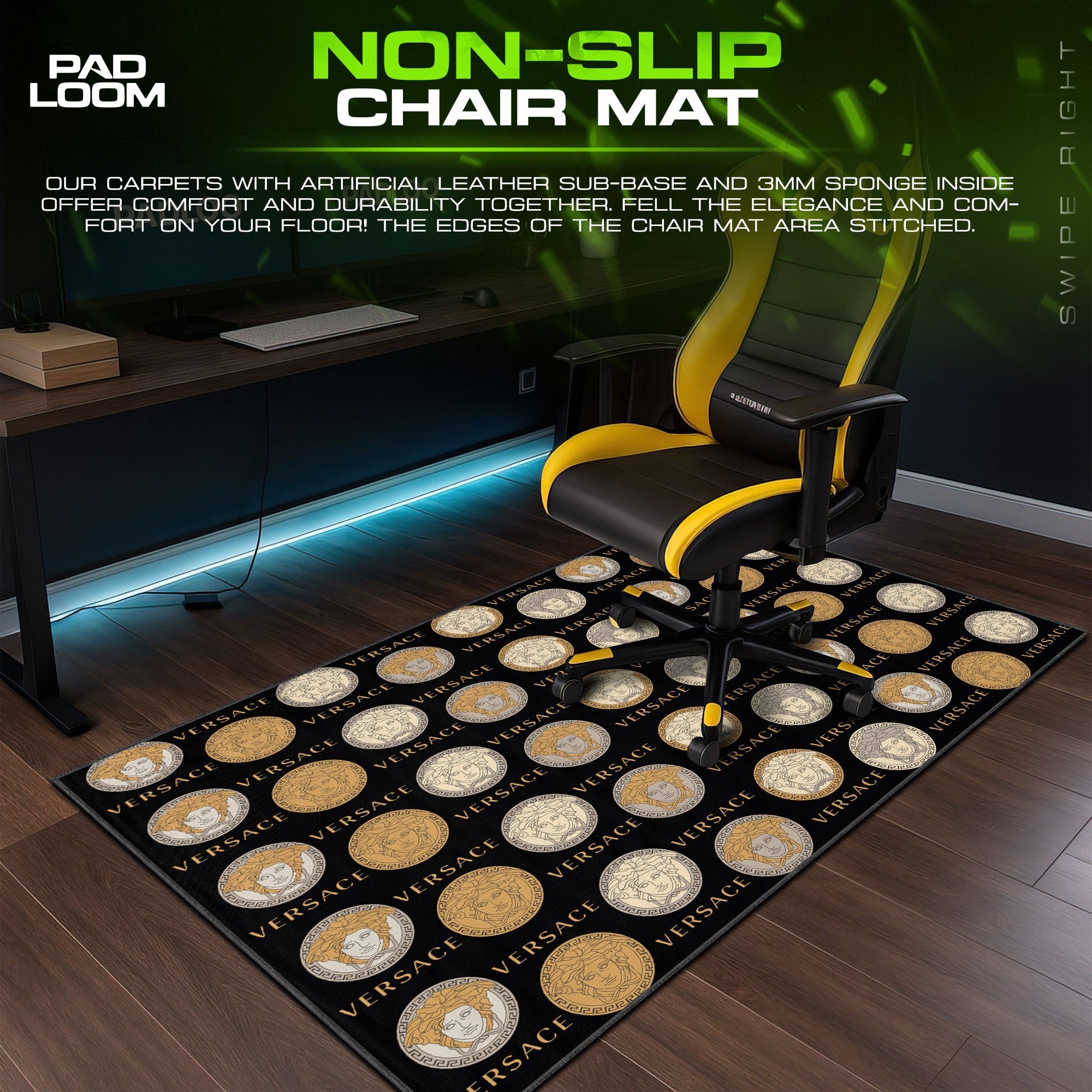 Versace Medusa Pattern Mouse Pad - Luxe Desk Mat