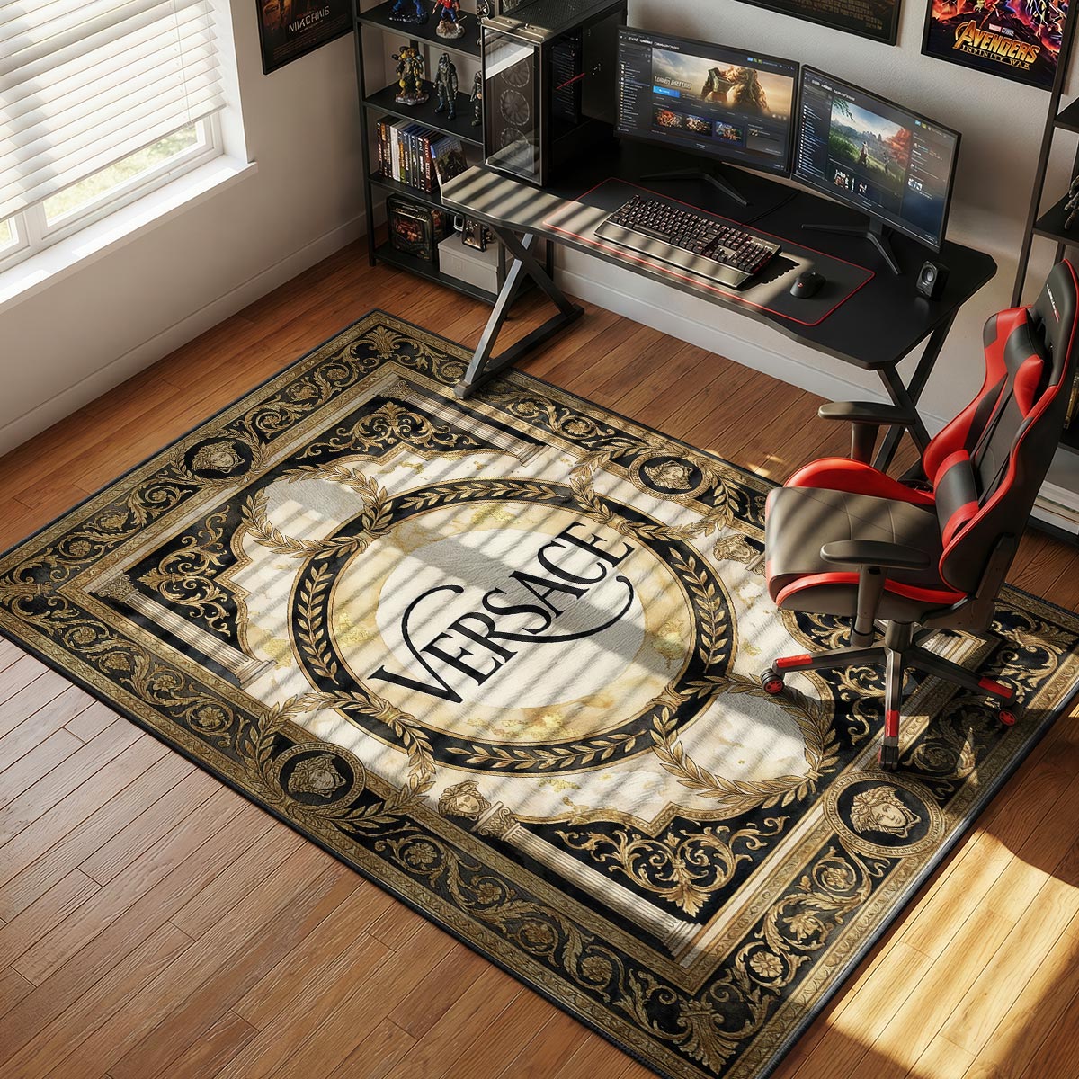 Versace Script Rug - Luxury Marble Floor Mat Decor
