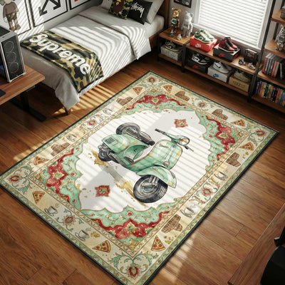 Vespa Vintage Italian Scooter Rug - Streetwear Floor Mat