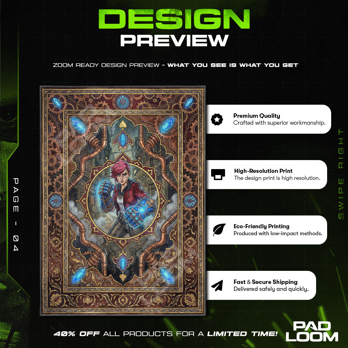 Vi Hextech Brawler Rug - League of Legends Chair Mat