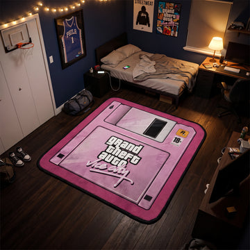Vice City Floppy Disk Rug - Shaped Gaming Area Rug