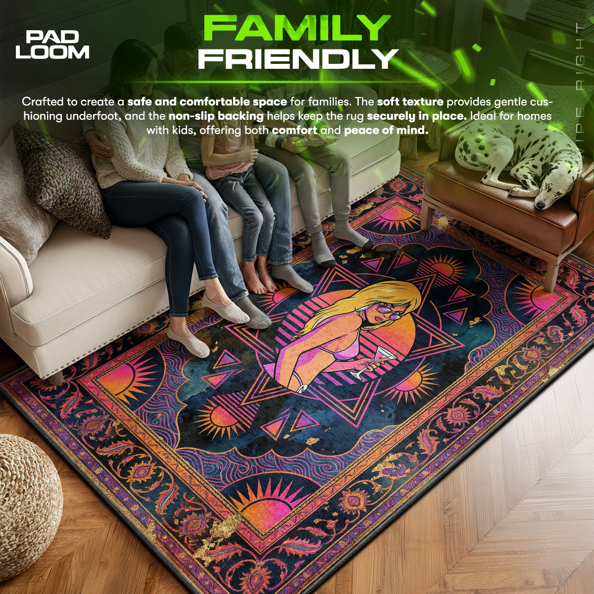 Vice City Girl Retro Neon Rug - GTA Vice City Chair Mat