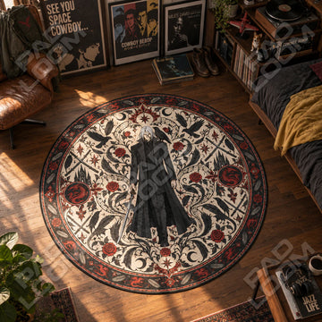 Vicious Raven Cowboy Bebop round rug on a bedroom floor - Cowboy Bebop chair mat