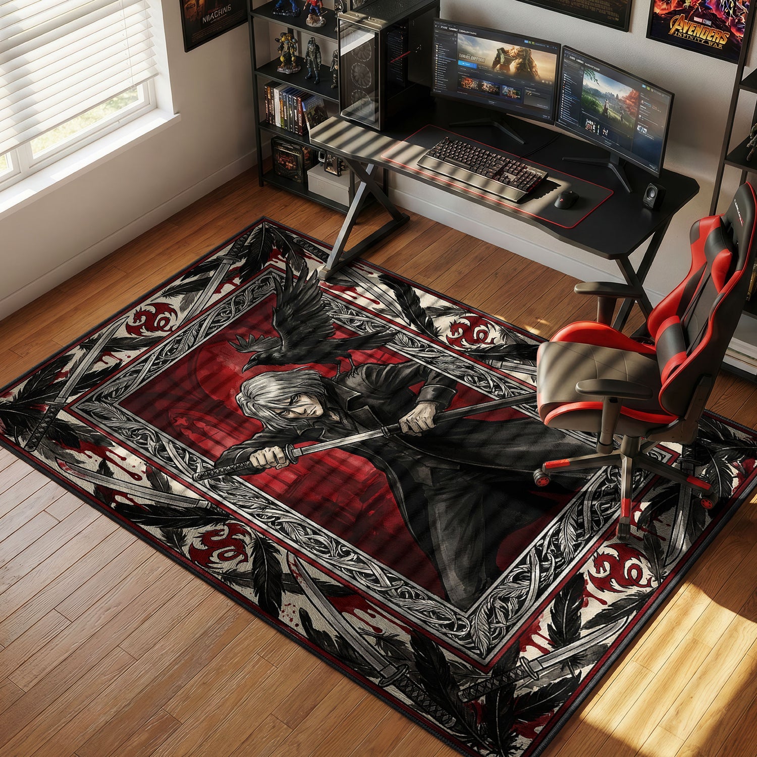 Vicious Red Dragon Noir Cowboy Bebop Chair rug — main product view
