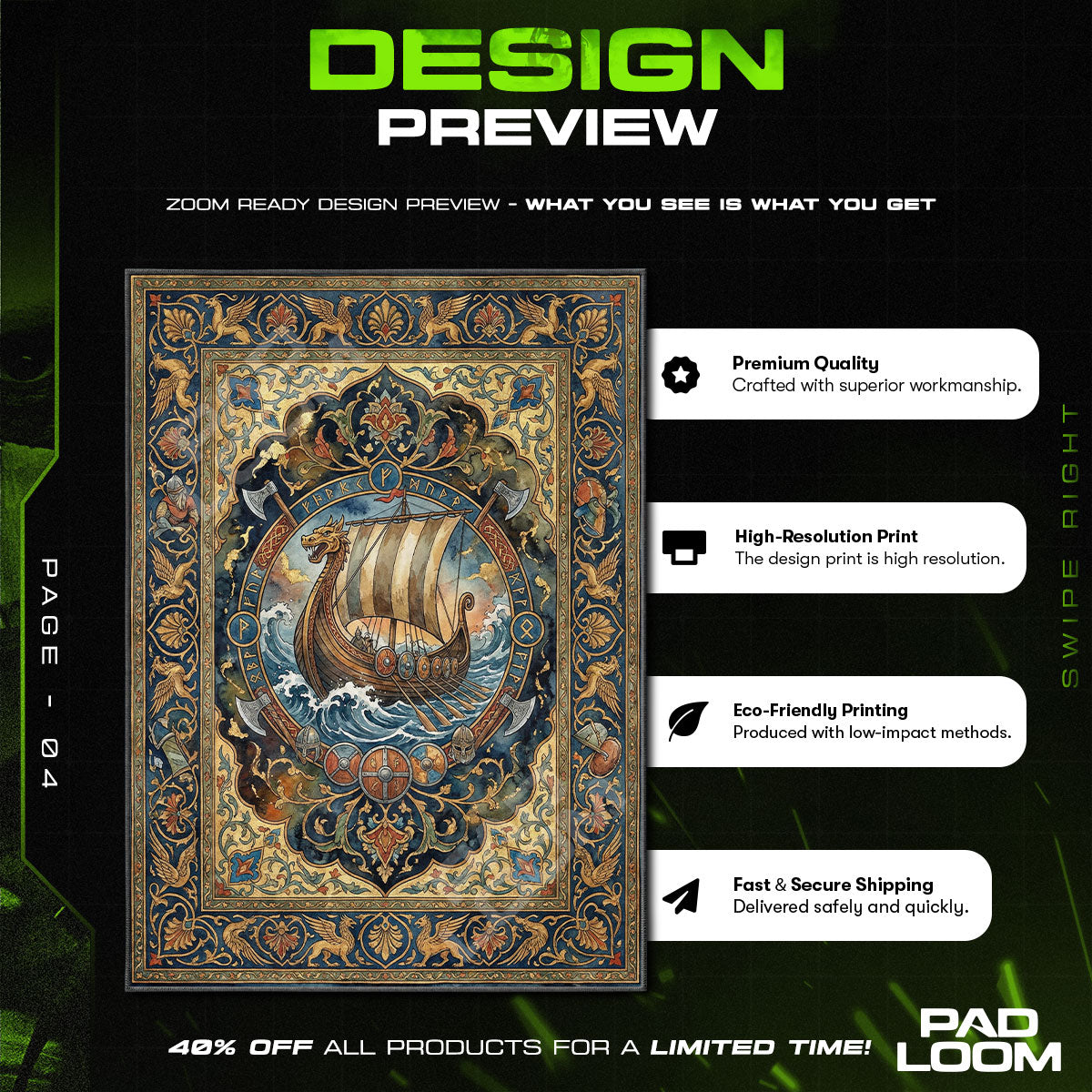 Viking Longship Voyage Rug - Vinland Saga Chair Mat