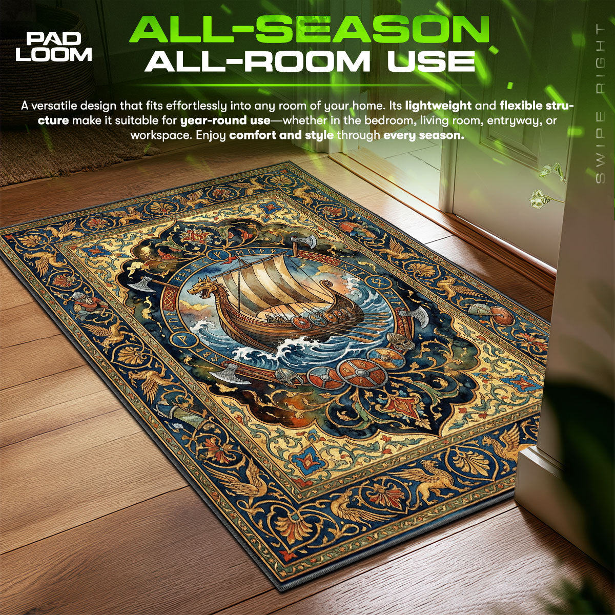 Viking Longship Voyage Rug - Vinland Saga Chair Mat