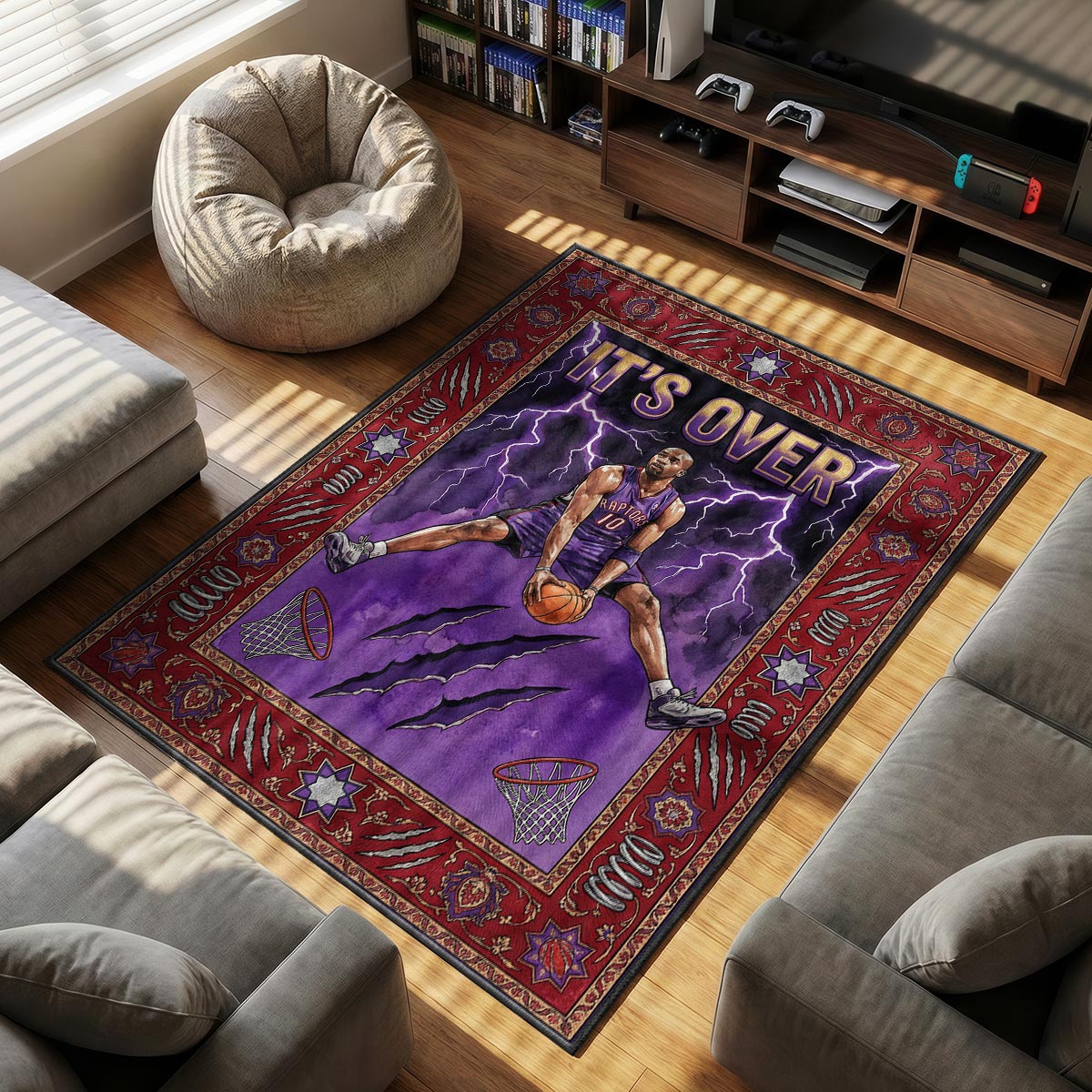 Vince Carter themed area rug for home decor fans