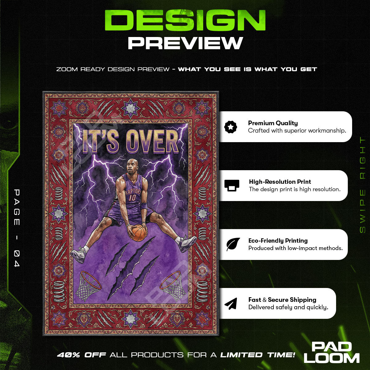 Floor character design printed on rug