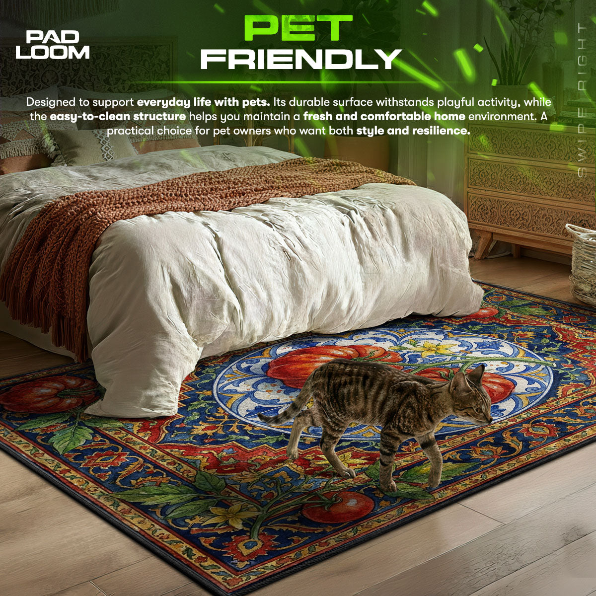 Vine Tomato themed area rug for home decor fans