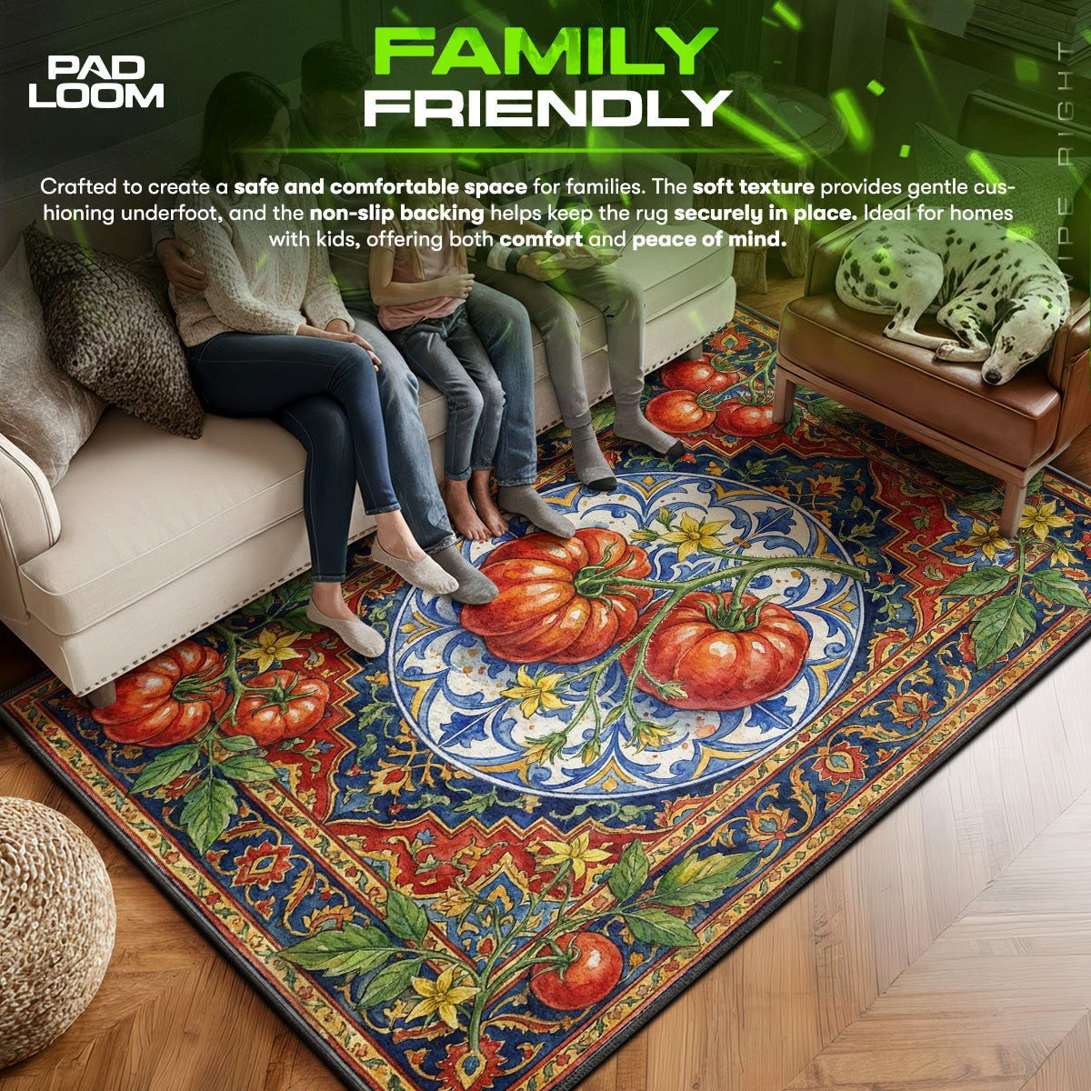 Floor character design printed on rug