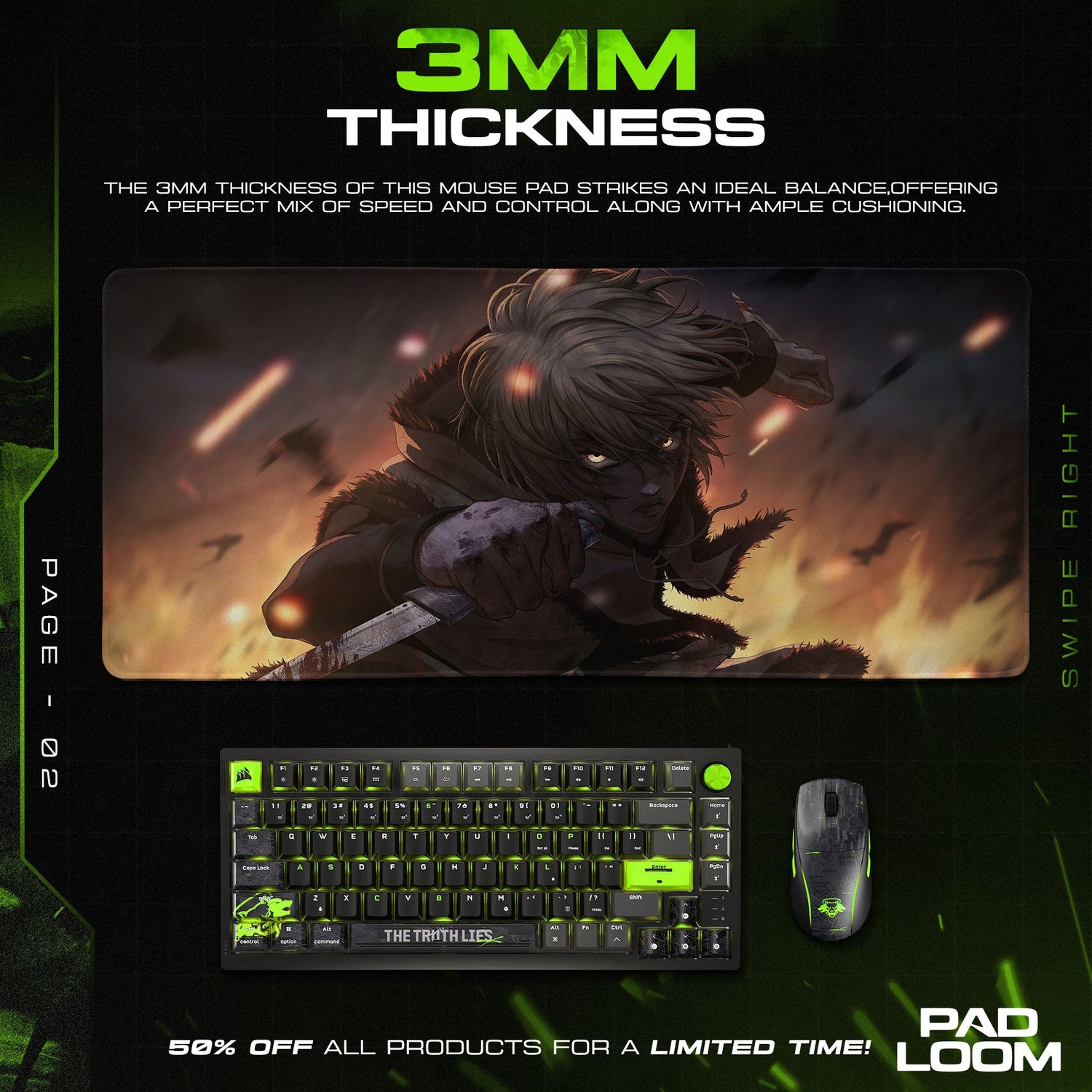 Vinland Saga – Thorfinn Strike Mouse Pad, Anime Gamer Desk Mat Padloom