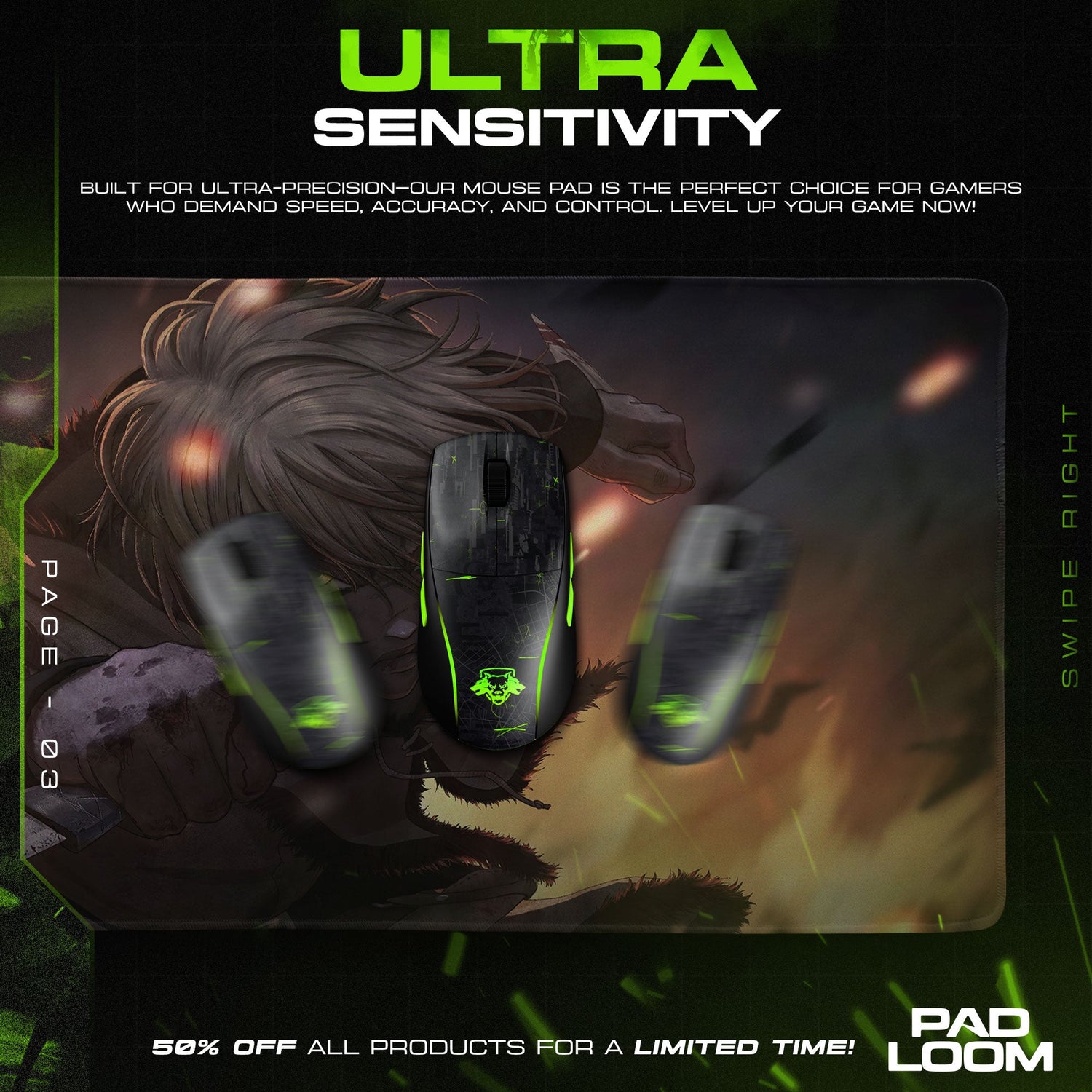 Vinland Saga – Thorfinn Strike Mouse Pad, Anime Gamer Desk Mat Padloom