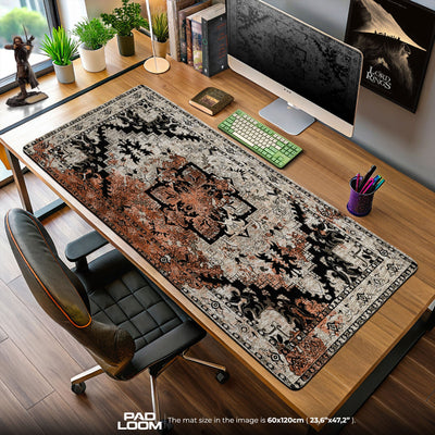 Vintage Black and Rust Mouse Pad, Artistic Gamer Desk Mat
