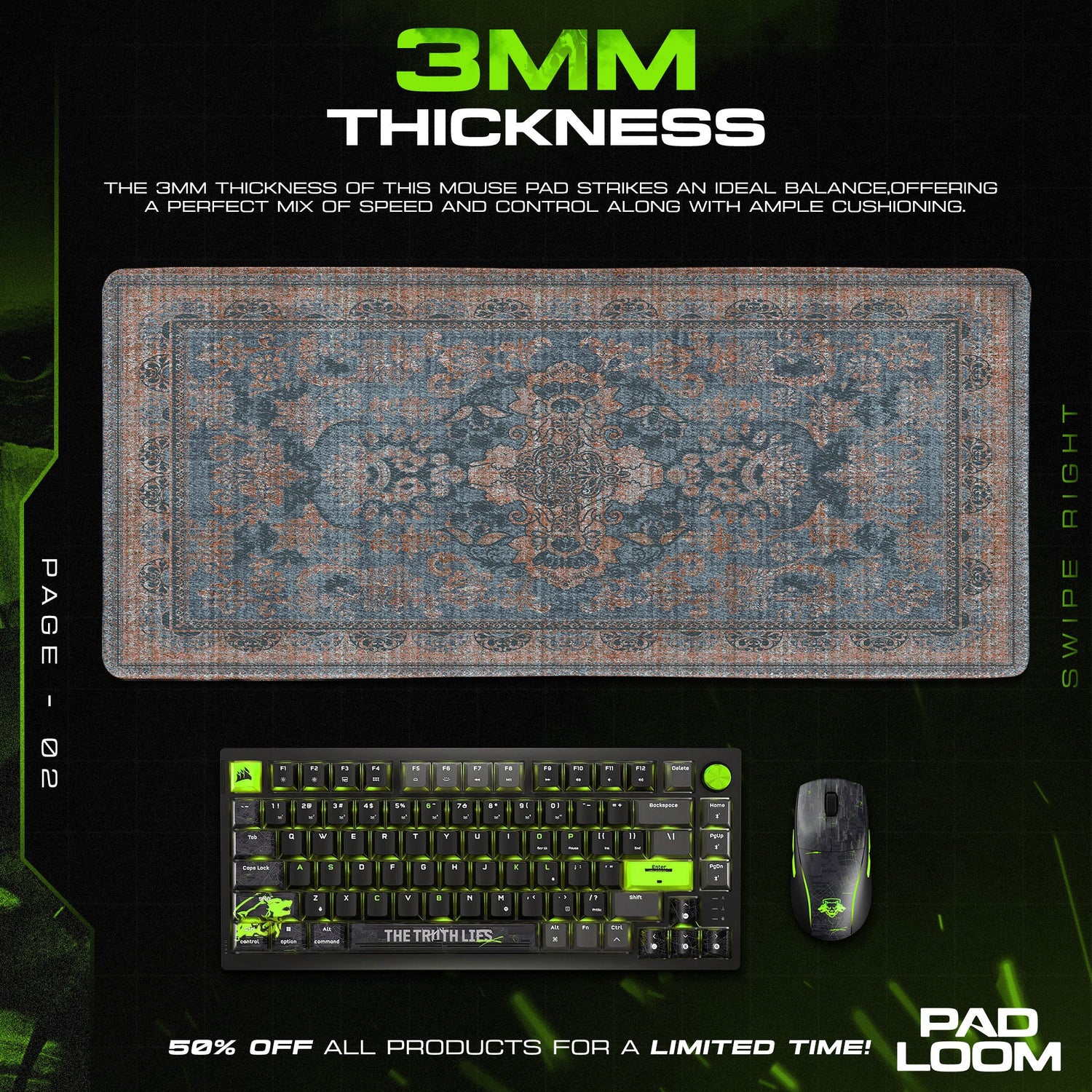 Vintage Blue Medallion Mouse Pad, Artistic Gamer Desk Mat Padloom