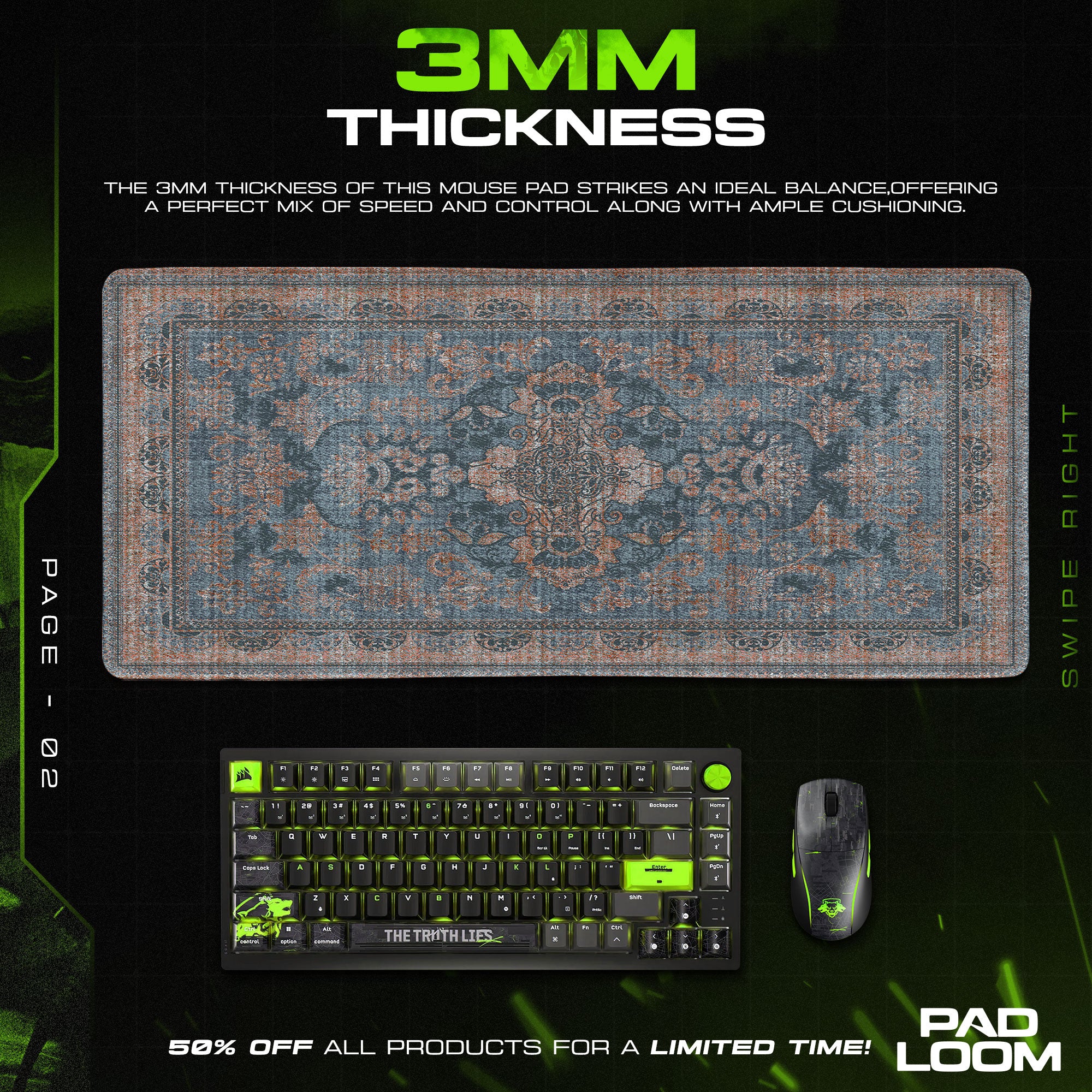 Vintage Blue Medallion Mouse Pad, Artistic Gamer Desk Mat