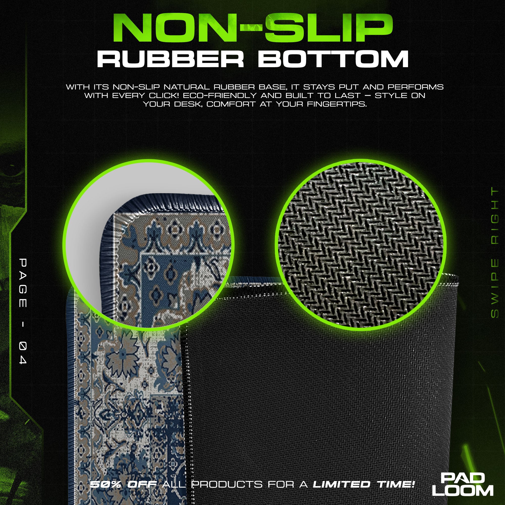 Vintage Blaues Medaillon Mauspad, Künstlerische Gamer Schreibtischmatte