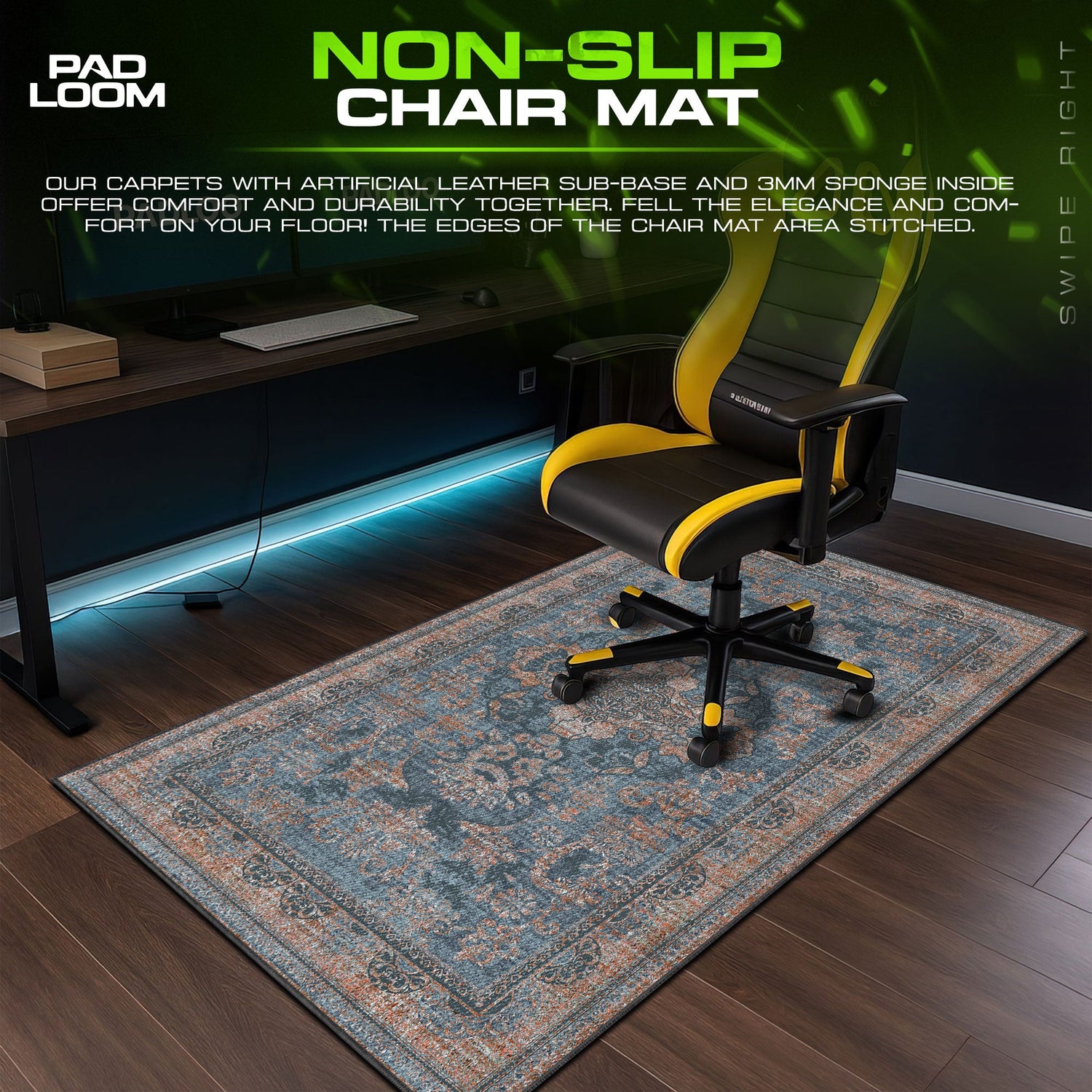 Vintage Blue Medallion Mouse Pad, Artistic Gamer Desk Mat Padloom