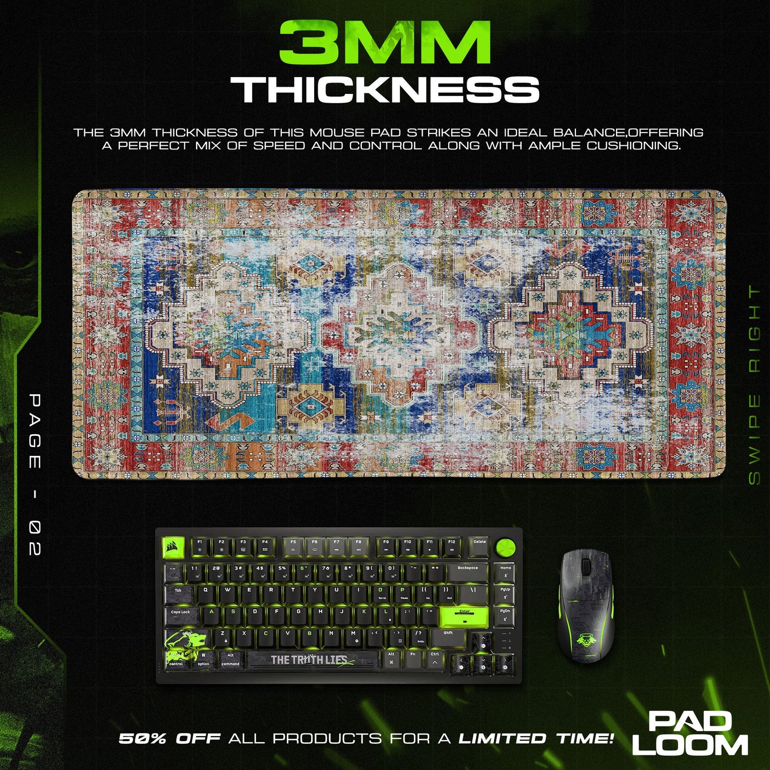 Vintage Bohemian Medallion Mouse Pad, Artistic Gamer Desk Mat Padloom