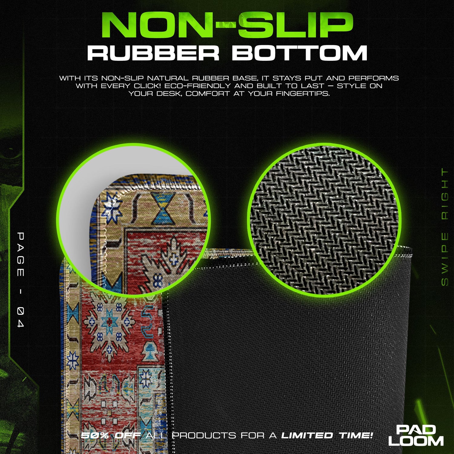 Vintage Bohemian Medallion Mouse Pad, Artistic Gamer Desk Mat Padloom