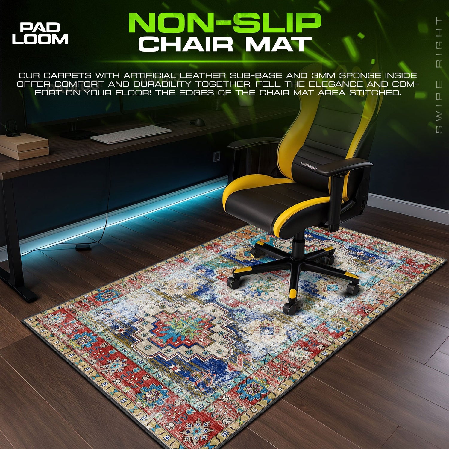 Vintage Bohemian Medallion Mouse Pad, Artistic Gamer Desk Mat Padloom