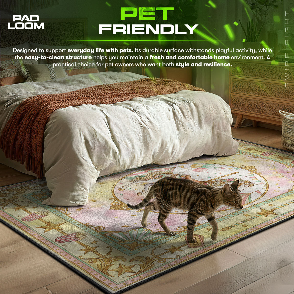 Vintage Carousel Horse Rug - Carnival Kids Room Mat