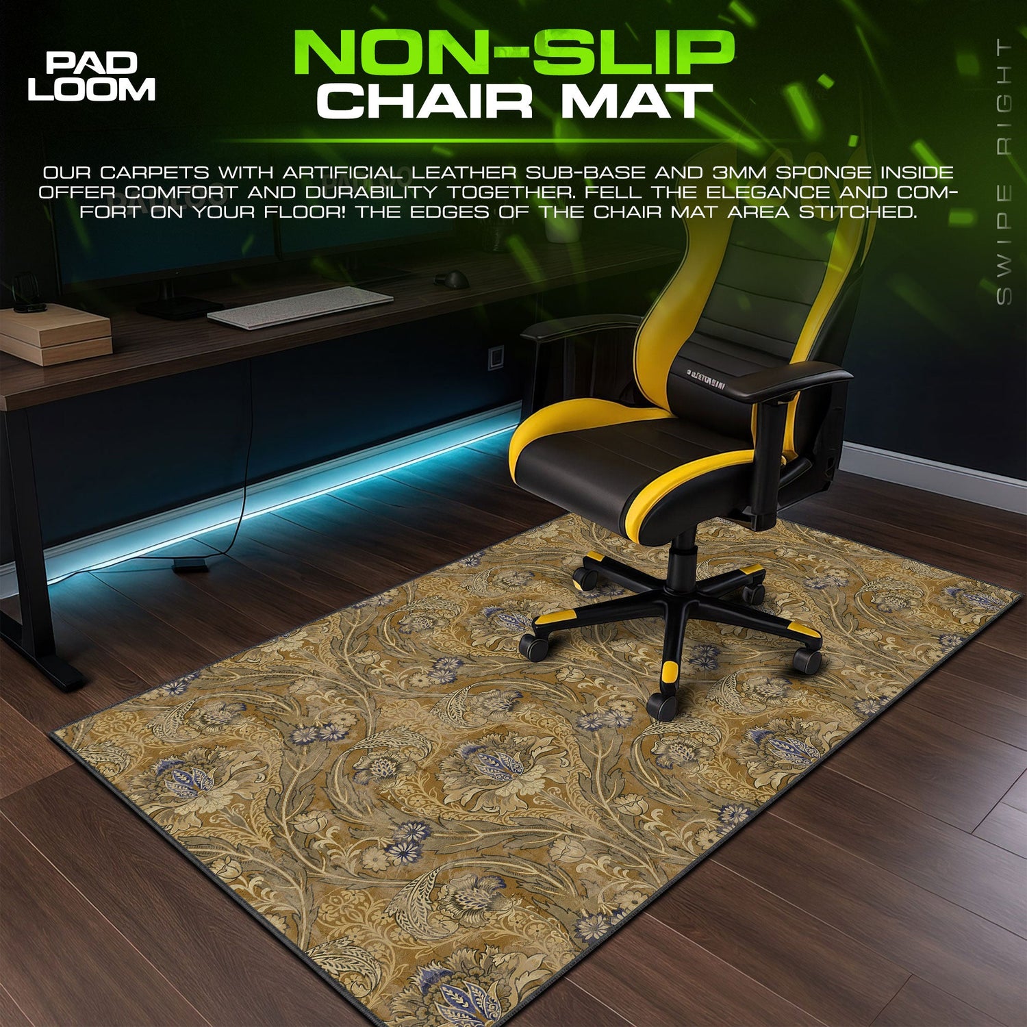 Vintage Damask Floral Mouse Pad – Aesthetic Desk Mat Padloom