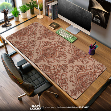 Vintage Damask Mouse Pad, Baroque Beige Gaming Desk Mat