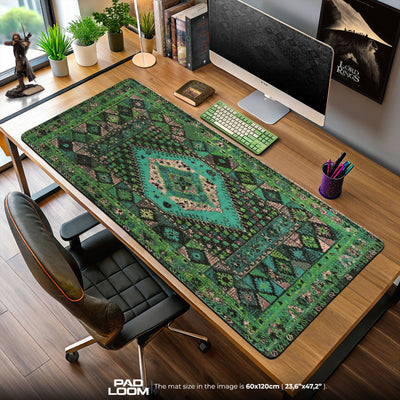 Vintage Emerald Pattern Mouse Pad, Artistic Gamer Desk Mat