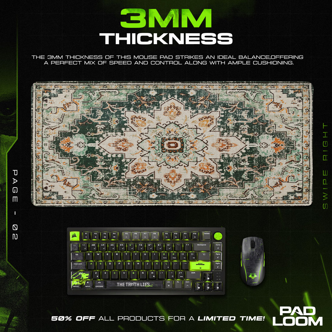 Vintage Floral Medallion Mouse Pad, Artistic Gamer Desk Mat