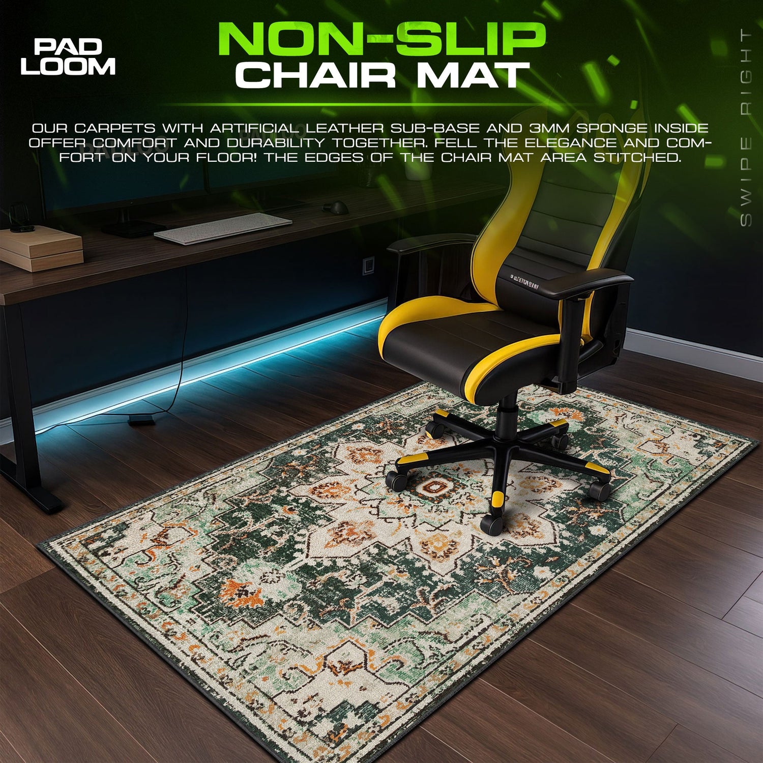 Vintage Floral Medallion Mouse Pad, Artistic Gamer Desk Mat Padloom
