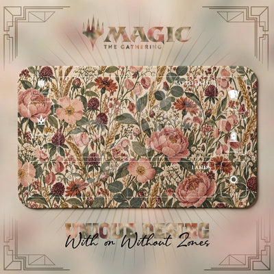 Vintage Floral Peony Playmat - MTG Magic Mat