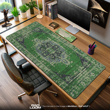 Vintage Green Medallion Mouse Pad, Artistic Gamer Desk Mat