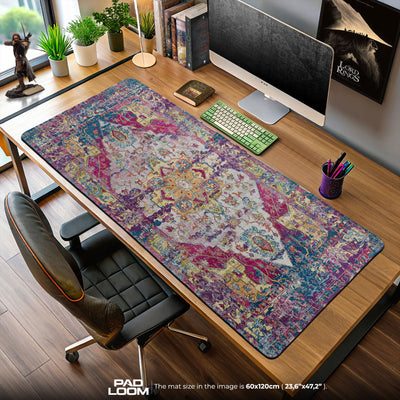 Vintage Multicolor Medallion Mouse Pad, Artistic Gamer Desk Mat