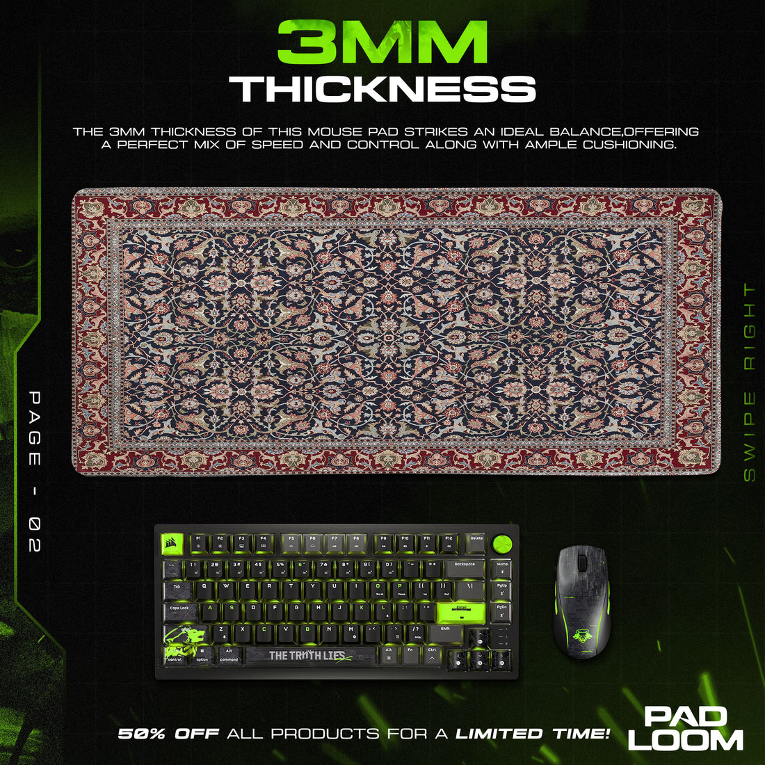 Vintage Navy Floral Mouse Pad, Artistic Gamer Desk Mat