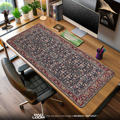 Vintage Navy Floral Mouse Pad, Artistic Gamer Desk Mat