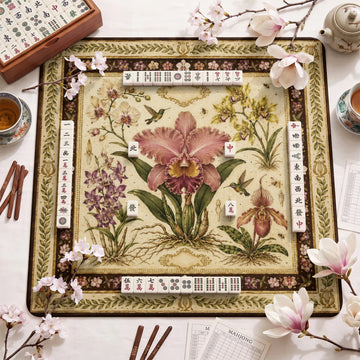 Vintage Orchid Mahjong Mat – neoprene mah jongg table mat