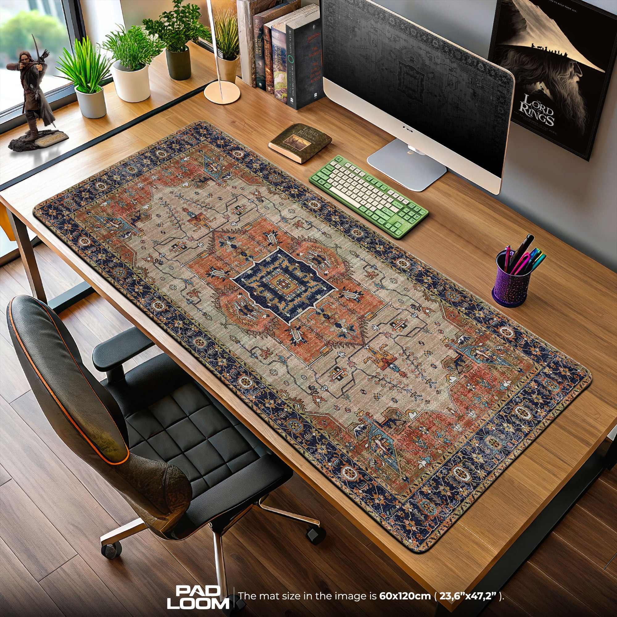 Vintage Orientalisches Medaillon Mauspad, Künstlerische Gamer Schreibtischmatte