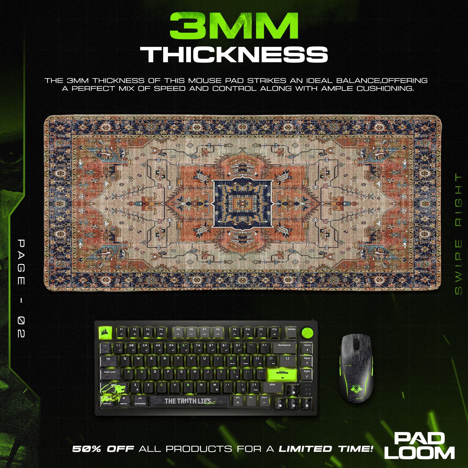 Vintage Oriental Medallion Mouse Pad, Artistic Gamer Desk Mat Padloom