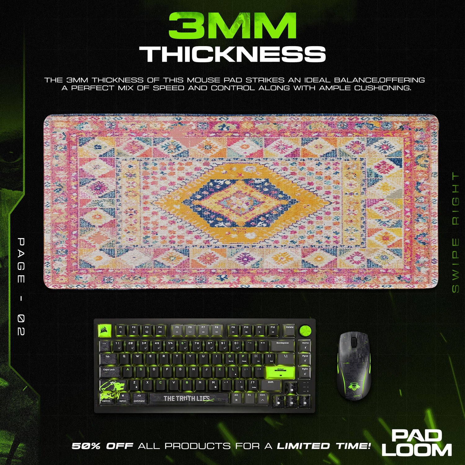 Vintage Pastel Diamond Mouse Pad, Artistic Gamer Desk Mat Padloom