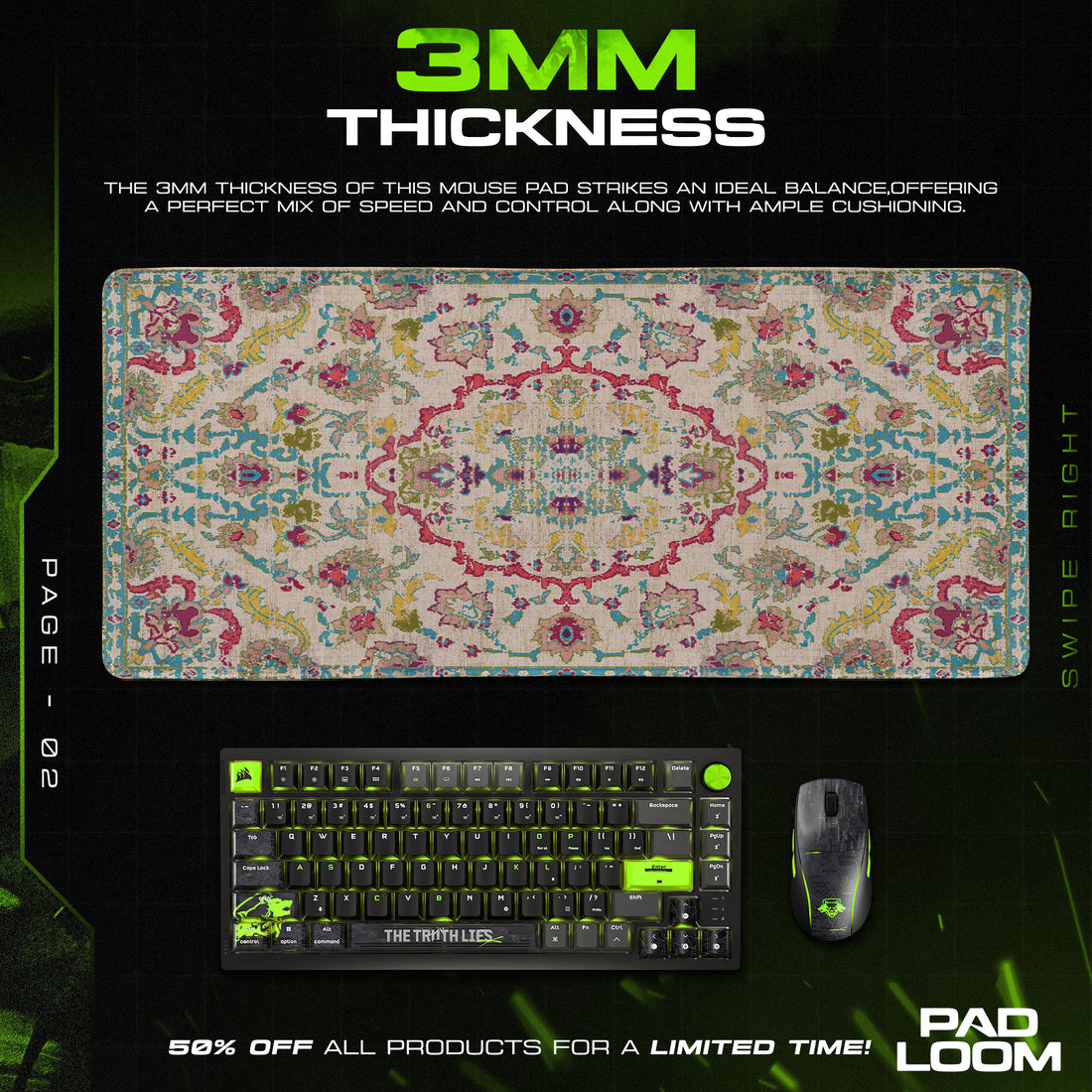Vintage Pastel Medallion Mouse Pad, Artistic Gamer Desk Mat