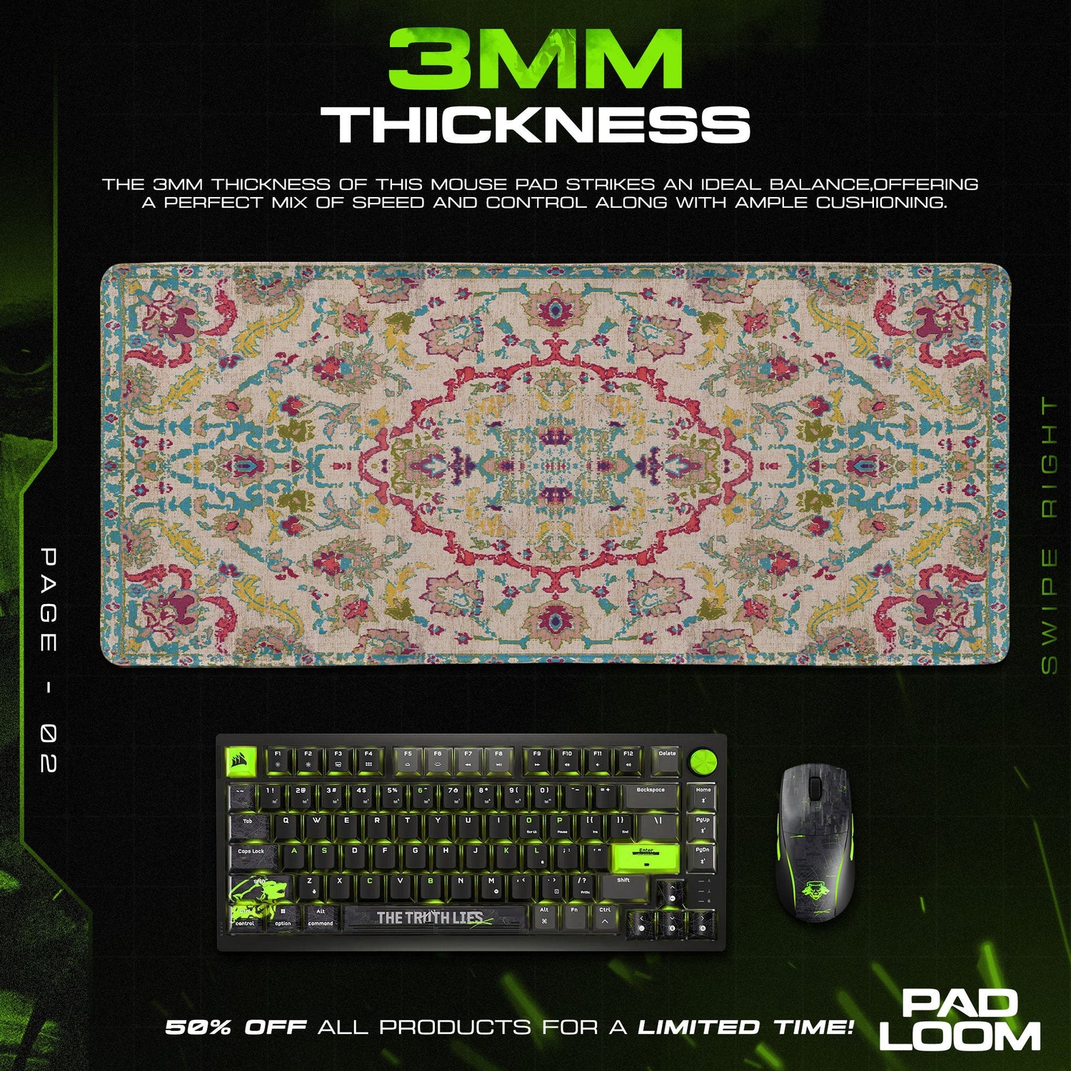 Vintage Pastel Medallion Mouse Pad, Artistic Gamer Desk Mat Padloom