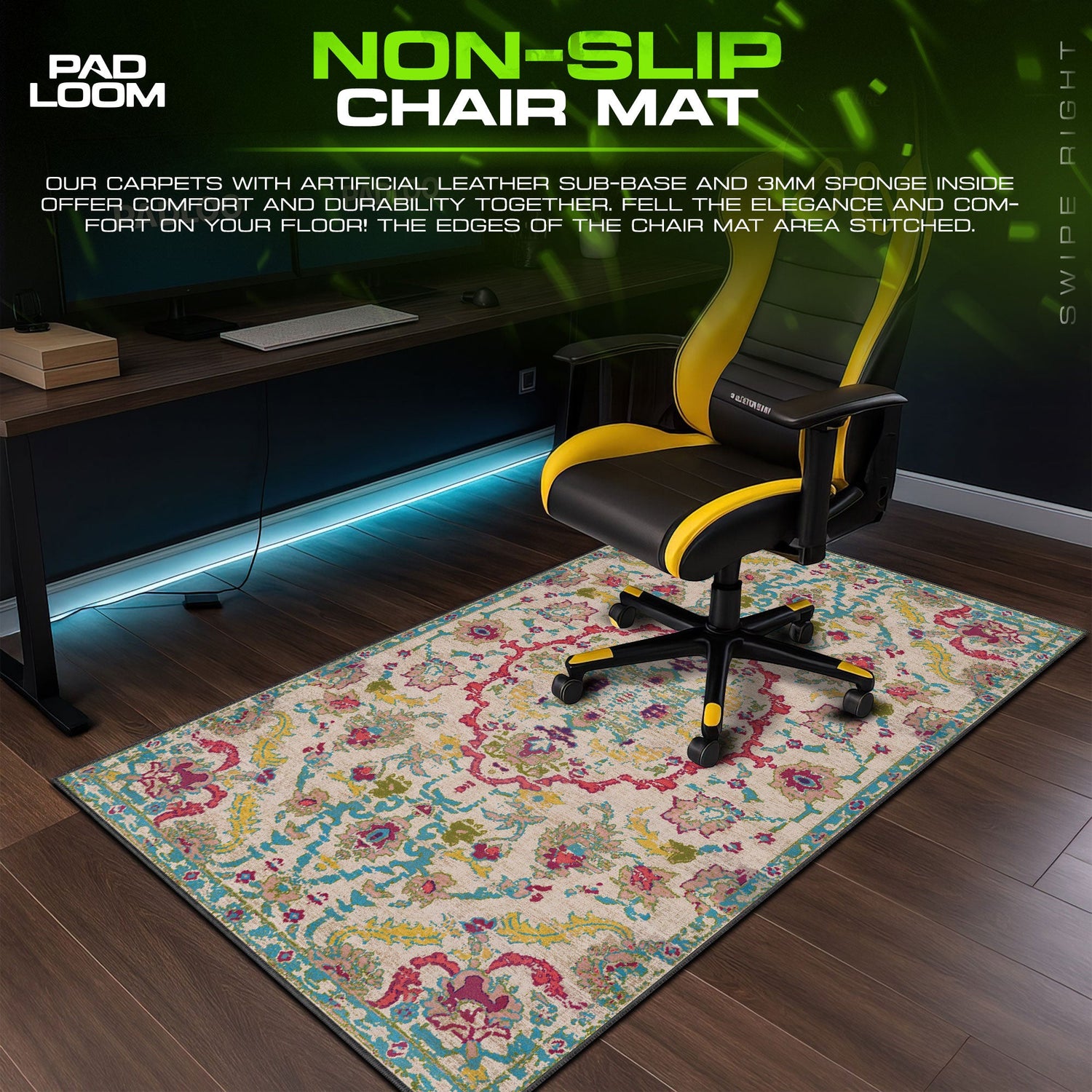 Vintage Pastel Medallion Mouse Pad, Artistic Gamer Desk Mat Padloom