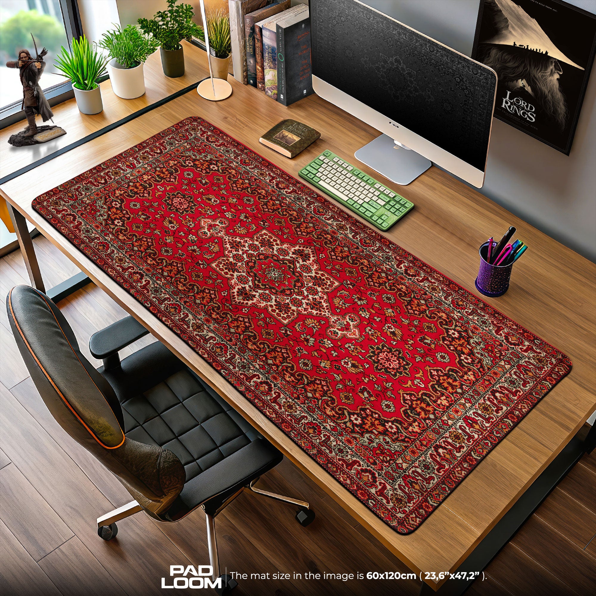 Vintage Persian Red Mouse Pad, Artistic Gamer Desk Mat