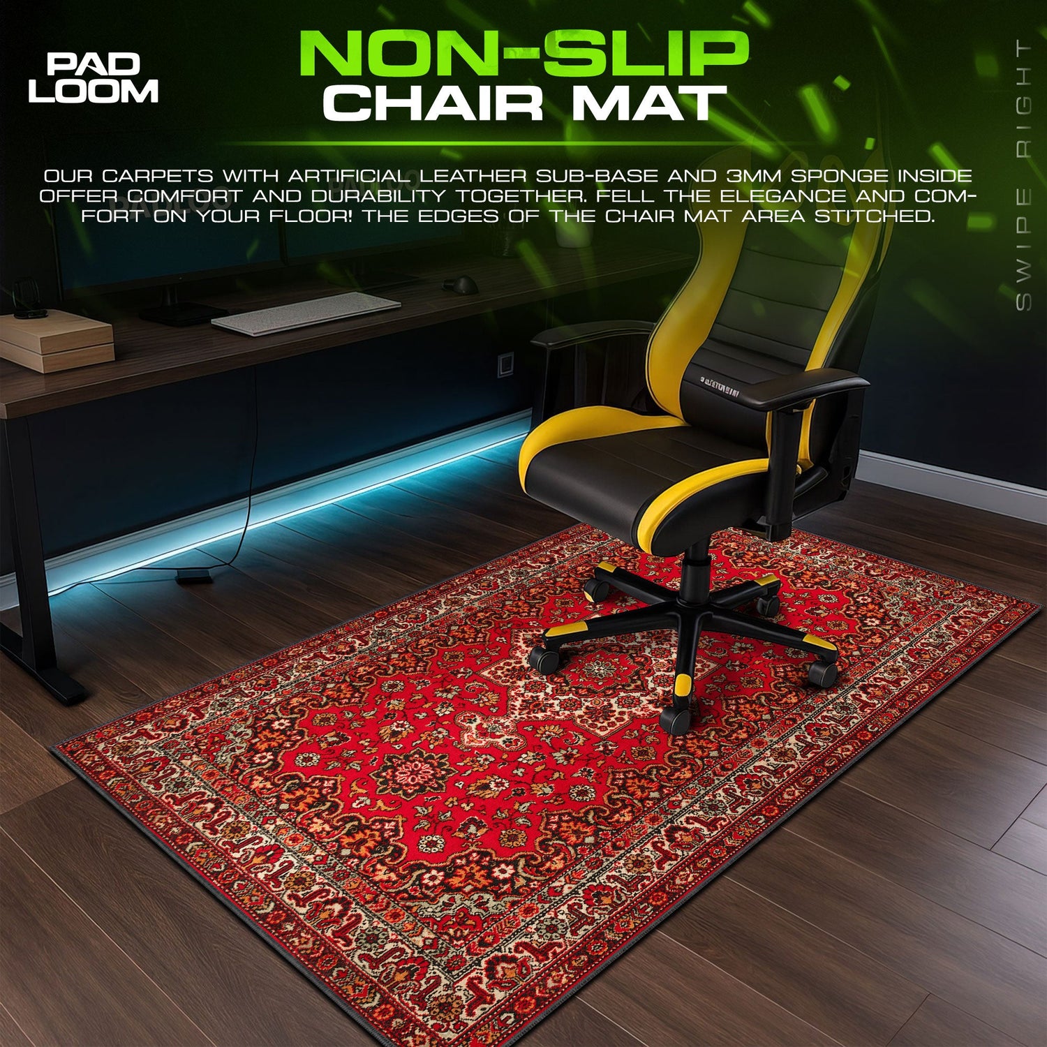Vintage Persian Red Mouse Pad, Artistic Gamer Desk Mat Padloom