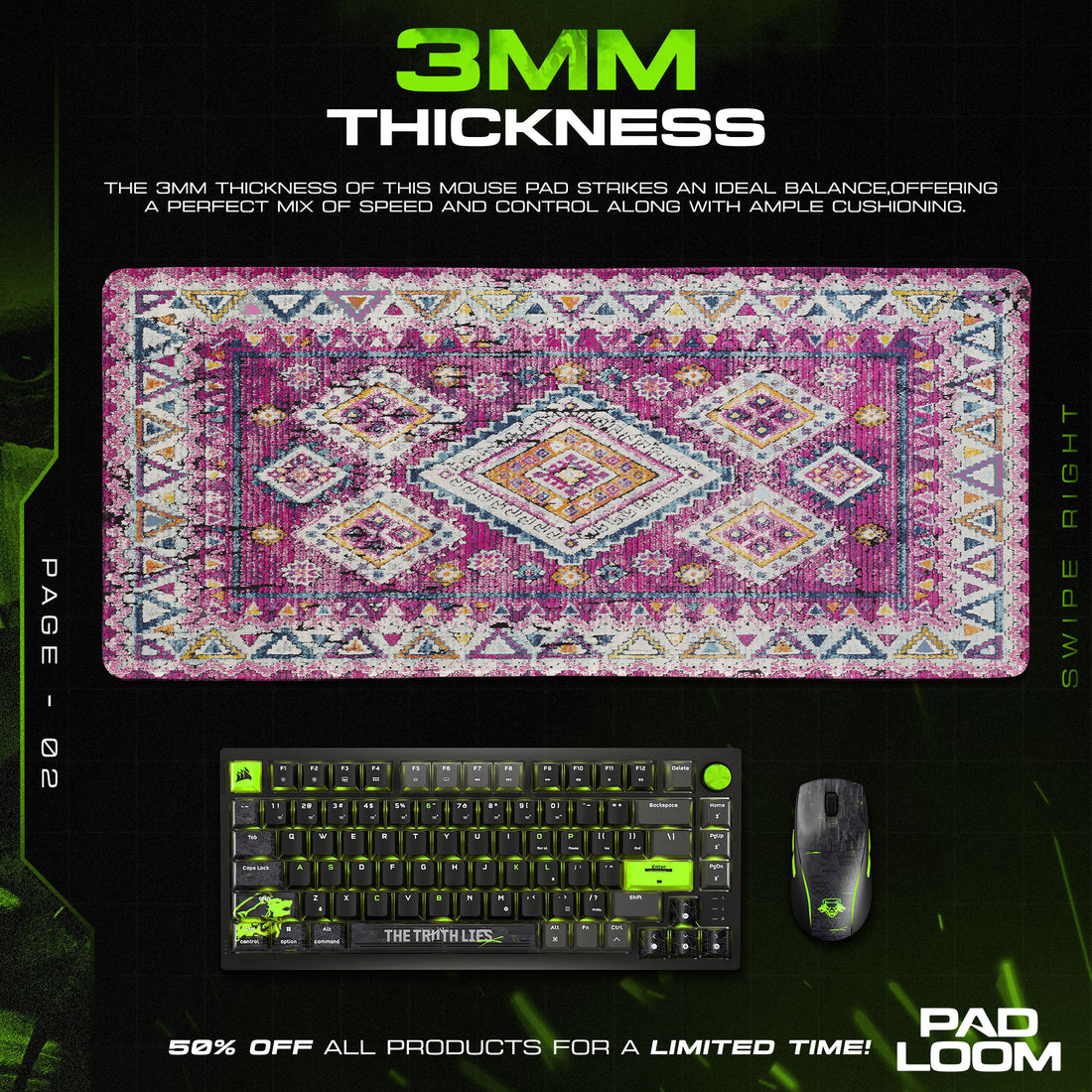 Vintage Pink Diamond Mouse Pad, Artistic Gamer Desk Mat