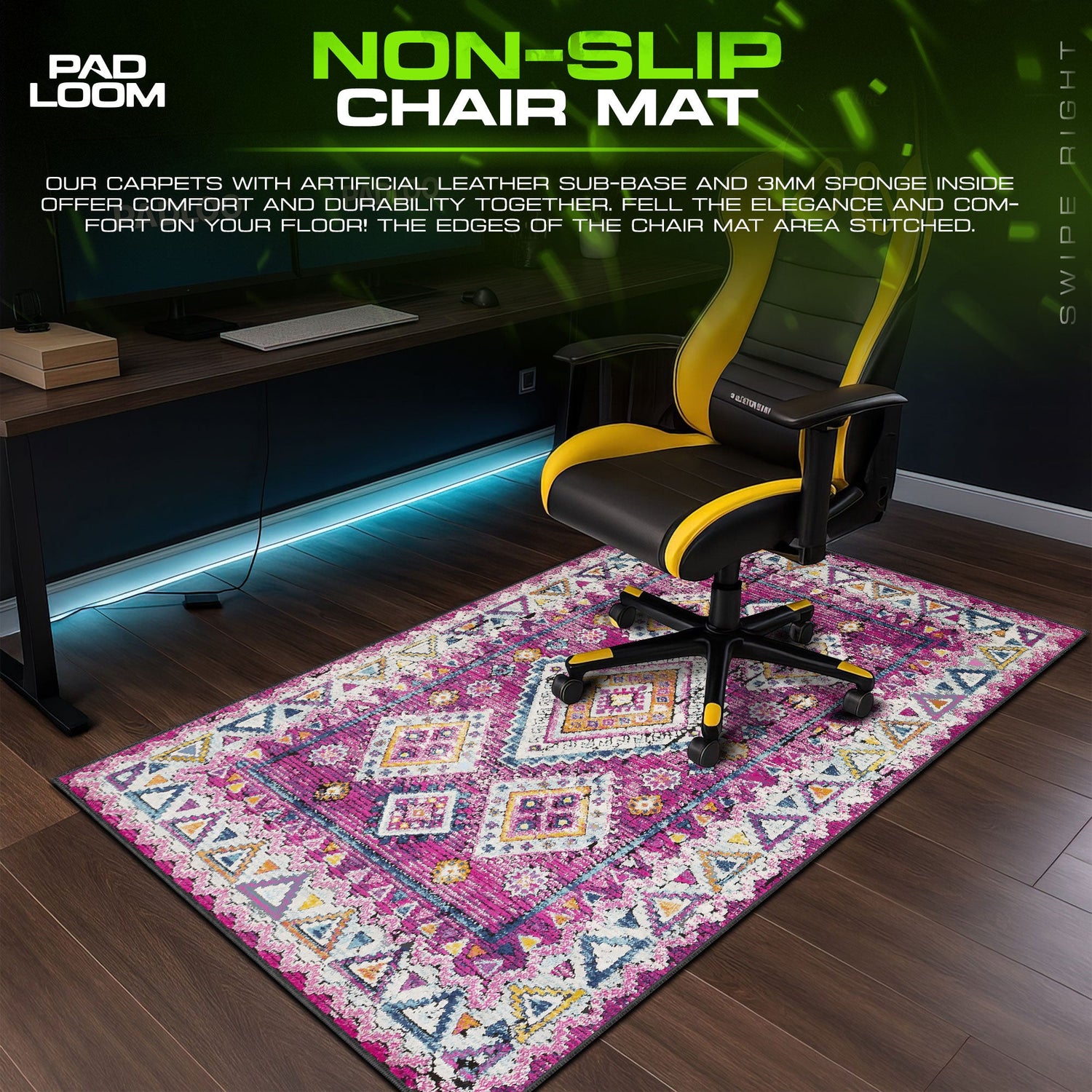 Vintage Pink Diamond Mouse Pad, Artistic Gamer Desk Mat Padloom