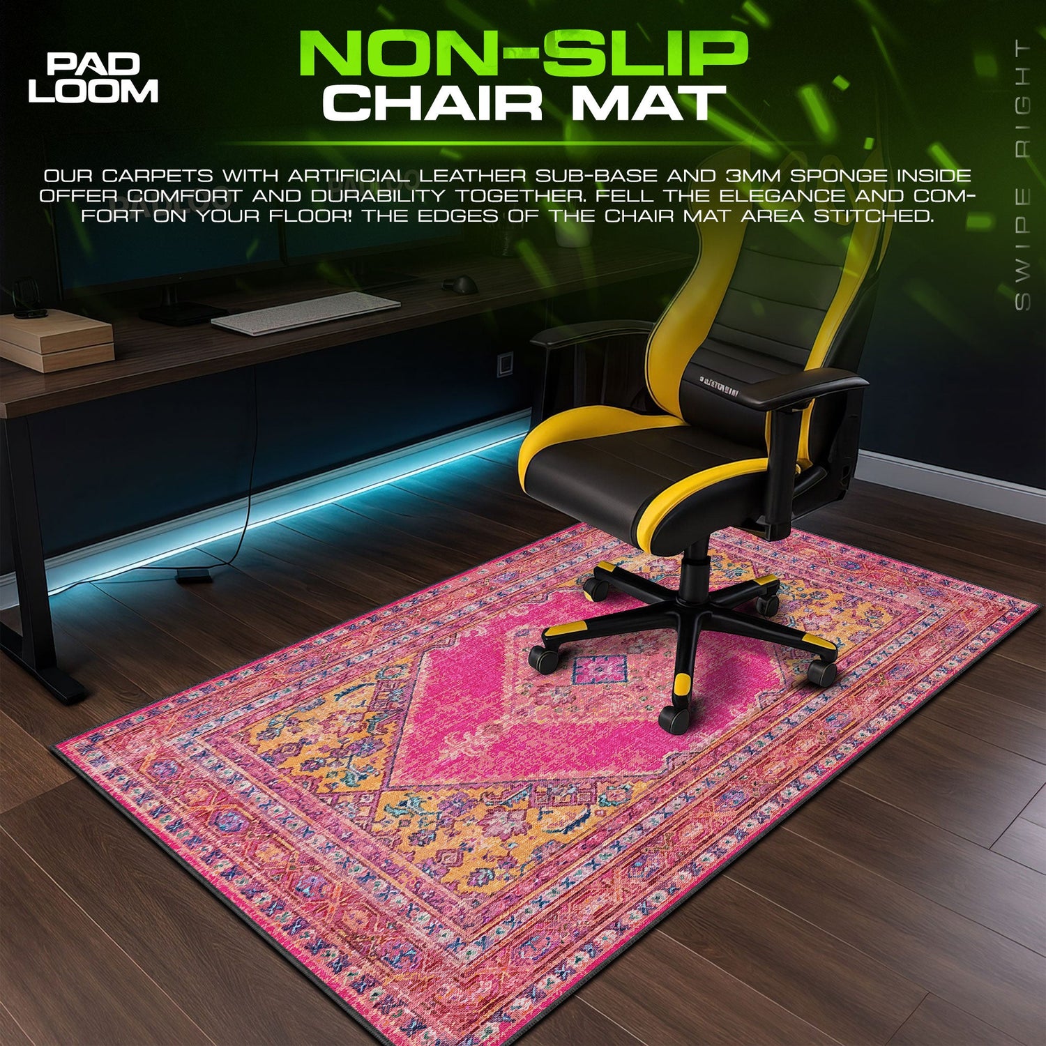 Vintage Pink Medallion Mouse Pad, Artistic Gamer Desk Mat Padloom